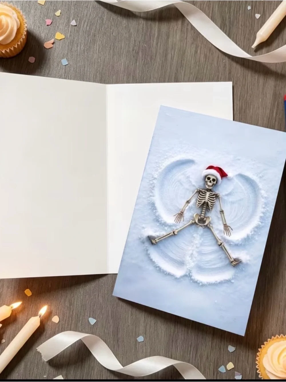 Holiday Skeleton Snow Angel Greeting Card